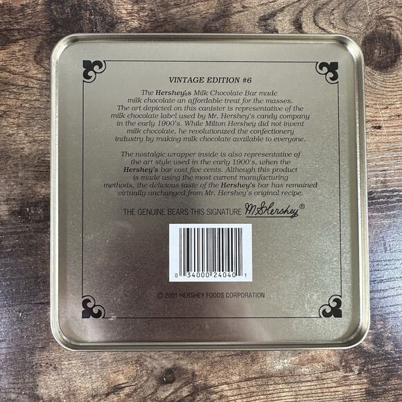 2001 VINTAGE Edition Hersheys #6 Pure Milk Chocolate Collectible Tin Collector's - Picture 2 of 7